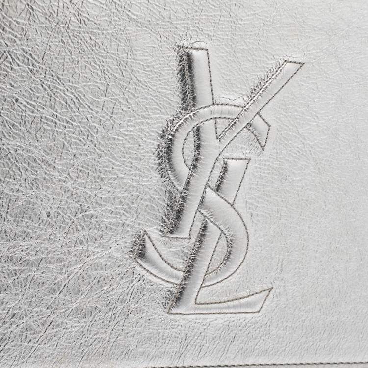 Pre Owned Yves Saint Laurent Metallic Silver Leather Belle De Jour Clutch