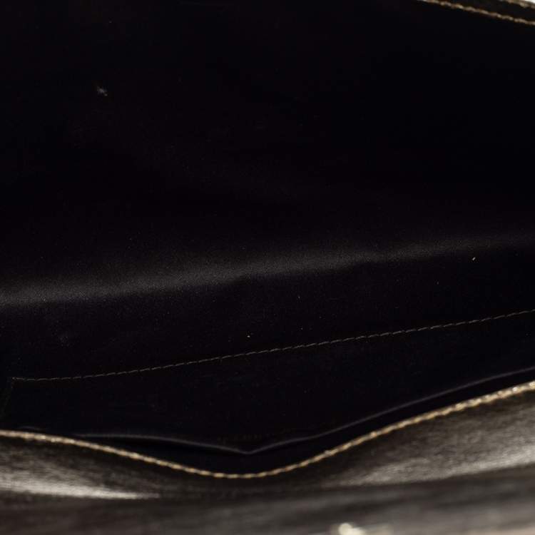 Pre Owned Yves Saint Laurent Metallic Gold Leather Belle De Jour Flap Clutch