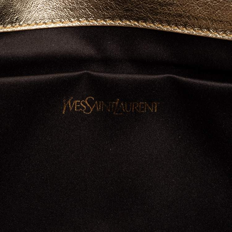 Pre Owned Yves Saint Laurent Metallic Gold Leather Belle De Jour Flap Clutch