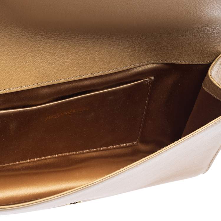 Pre Owned Yves Saint Laurent Beige Leather Belle De Jour Flap Clutch