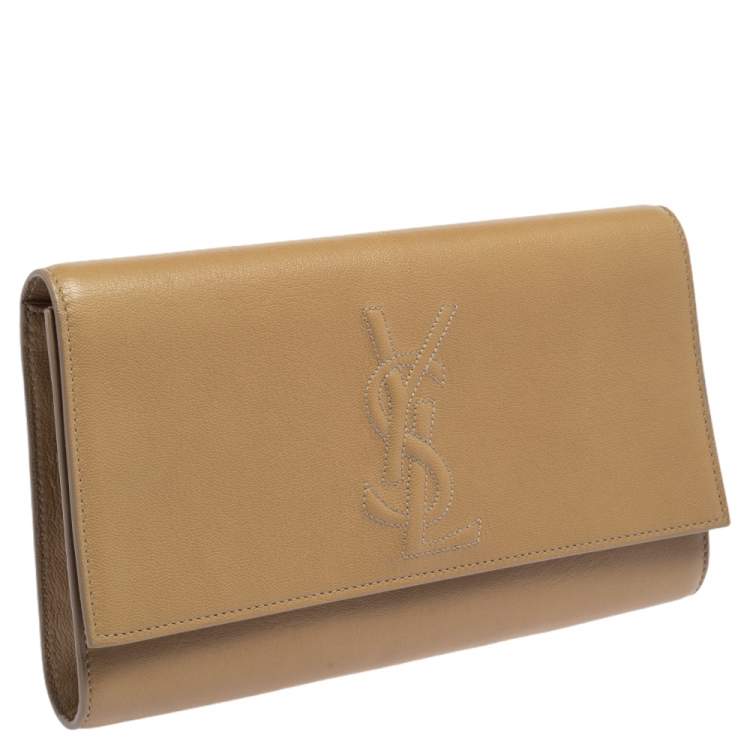 Pre Owned Yves Saint Laurent Beige Leather Belle De Jour Flap Clutch