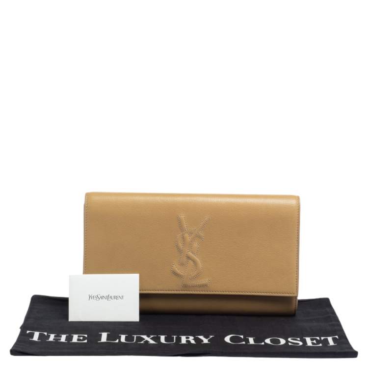 Pre Owned Yves Saint Laurent Beige Leather Belle De Jour Flap Clutch