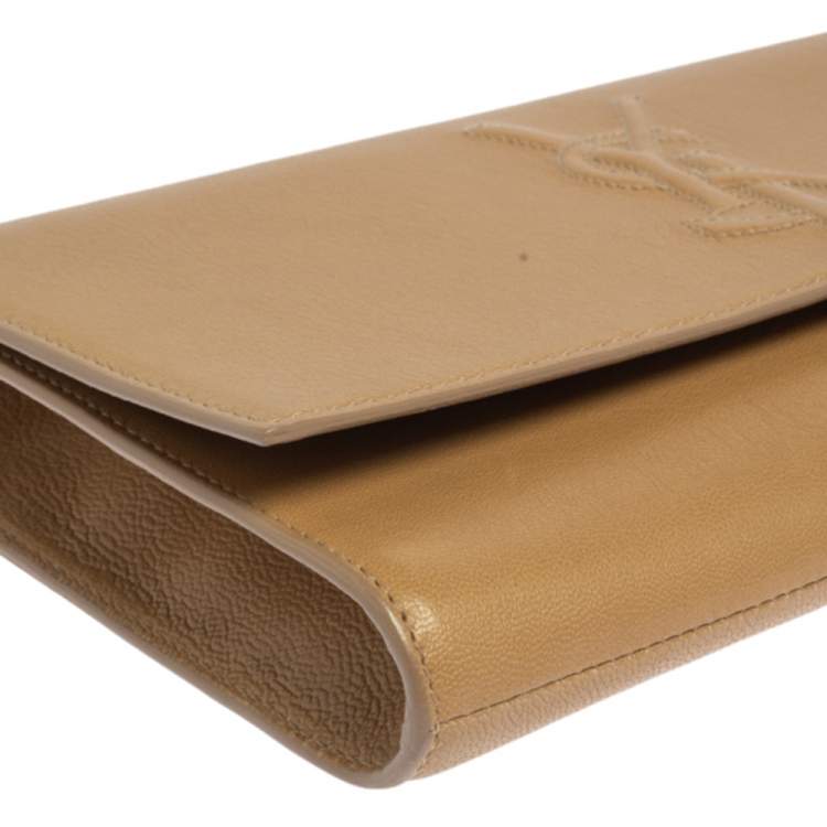 Pre Owned Yves Saint Laurent Beige Leather Belle De Jour Flap Clutch