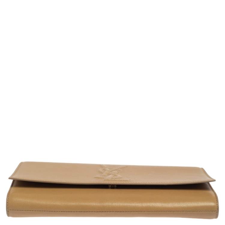Pre Owned Yves Saint Laurent Beige Leather Belle De Jour Flap Clutch
