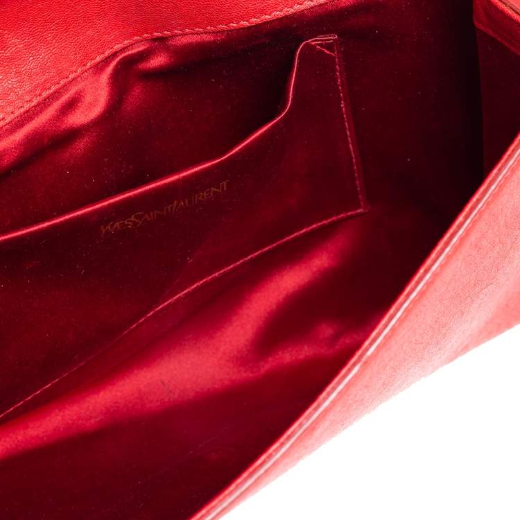 Pre Owned Yves Saint Laurent Red Leather Y-Ligne Clutch