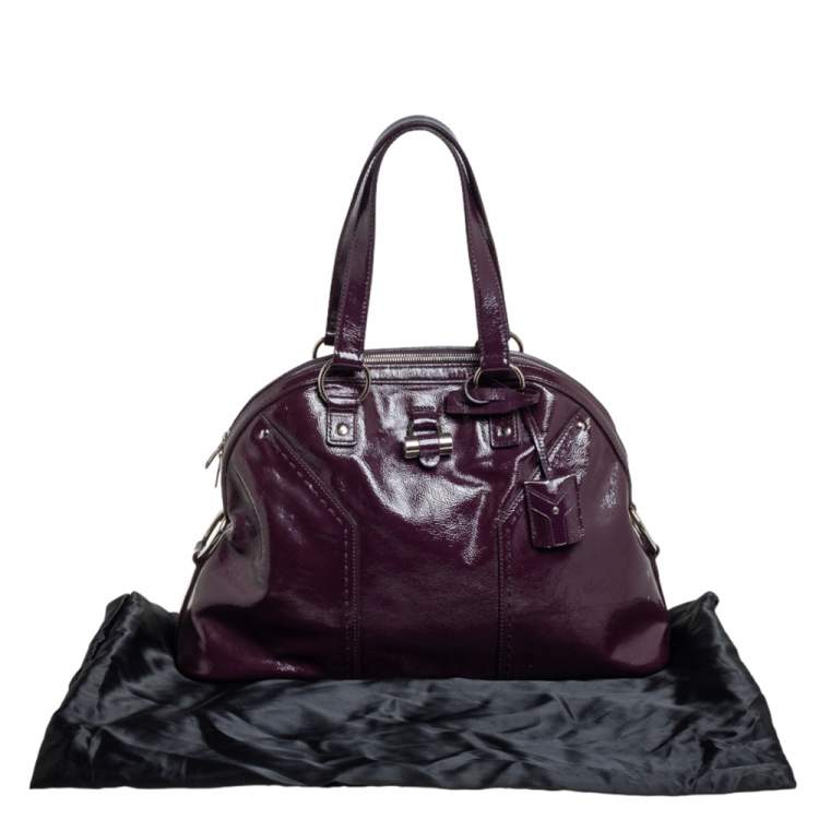 Pre Owned Yves Saint Laurent Burgundy Patent Leather Large Muse Satchel