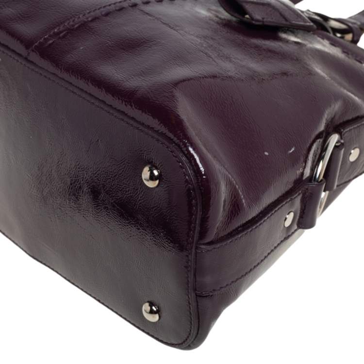 Pre Owned Yves Saint Laurent Burgundy Patent Leather Large Muse Satchel