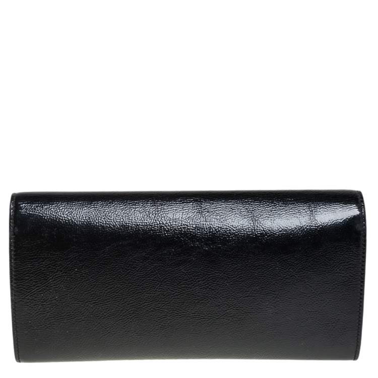 Pre Owned Yves Saint Laurent Black Patent Leather Small Belle De Jour Flap Clutch
