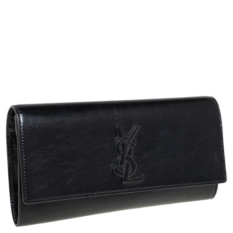 Pre Owned Yves Saint Laurent Black Patent Leather Small Belle De Jour Flap Clutch
