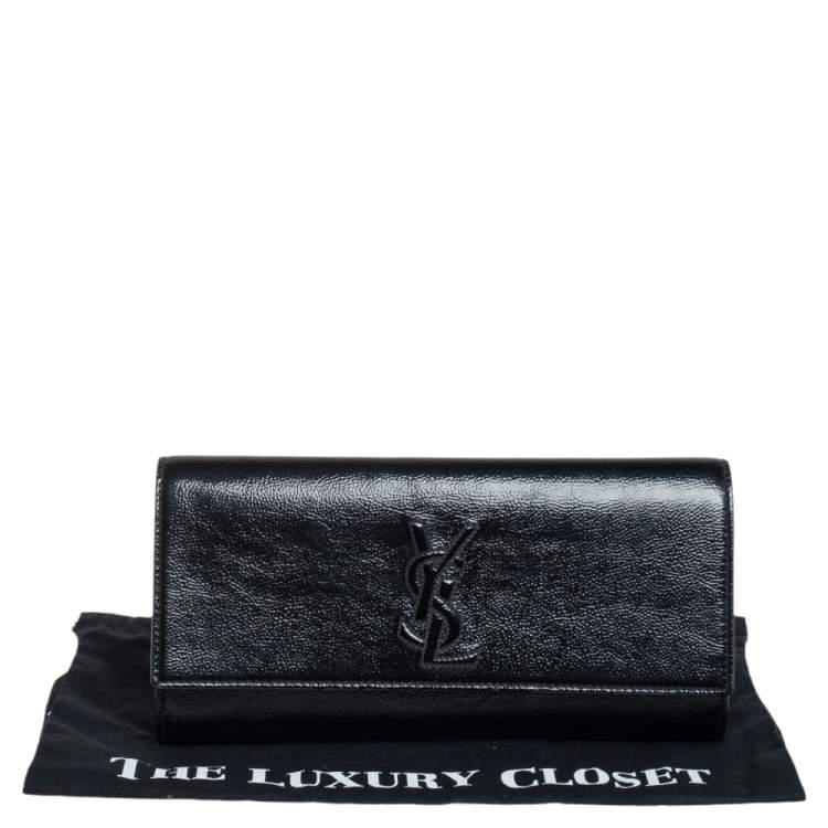 Pre Owned Yves Saint Laurent Black Patent Leather Small Belle De Jour Flap Clutch