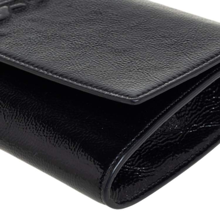 Pre Owned Yves Saint Laurent Black Patent Leather Small Belle De Jour Flap Clutch