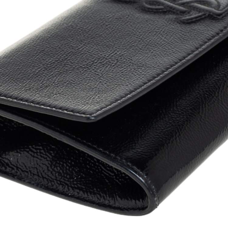 Pre Owned Yves Saint Laurent Black Patent Leather Small Belle De Jour Flap Clutch