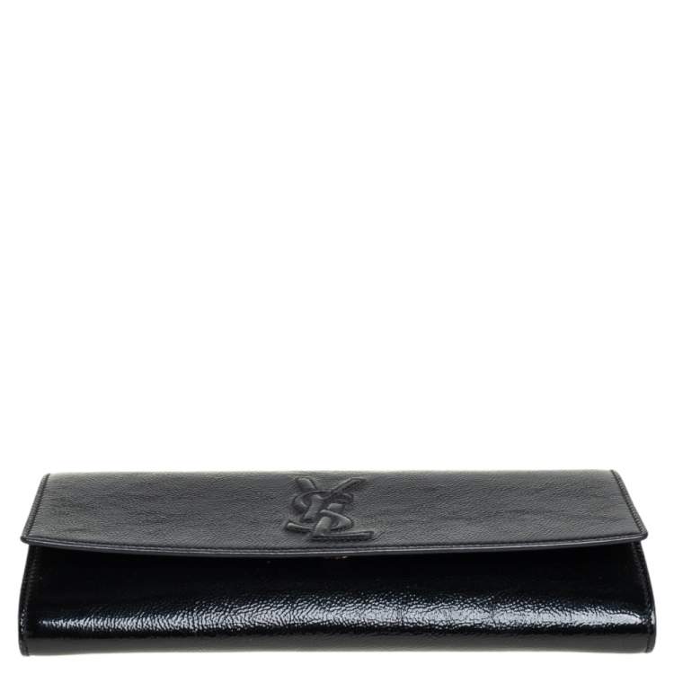 Pre Owned Yves Saint Laurent Black Patent Leather Small Belle De Jour Flap Clutch