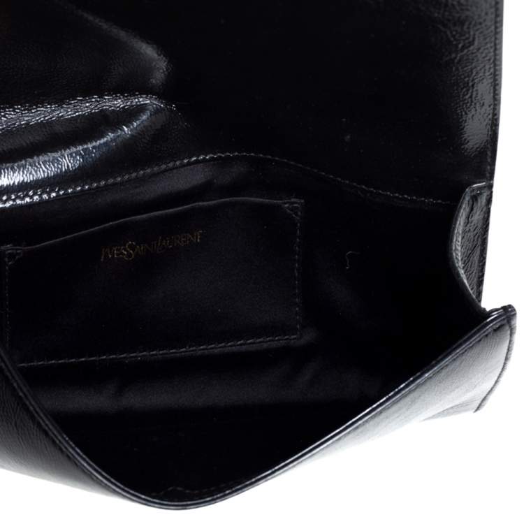 Pre Owned Yves Saint Laurent Black Patent Leather Small Belle De Jour Flap Clutch