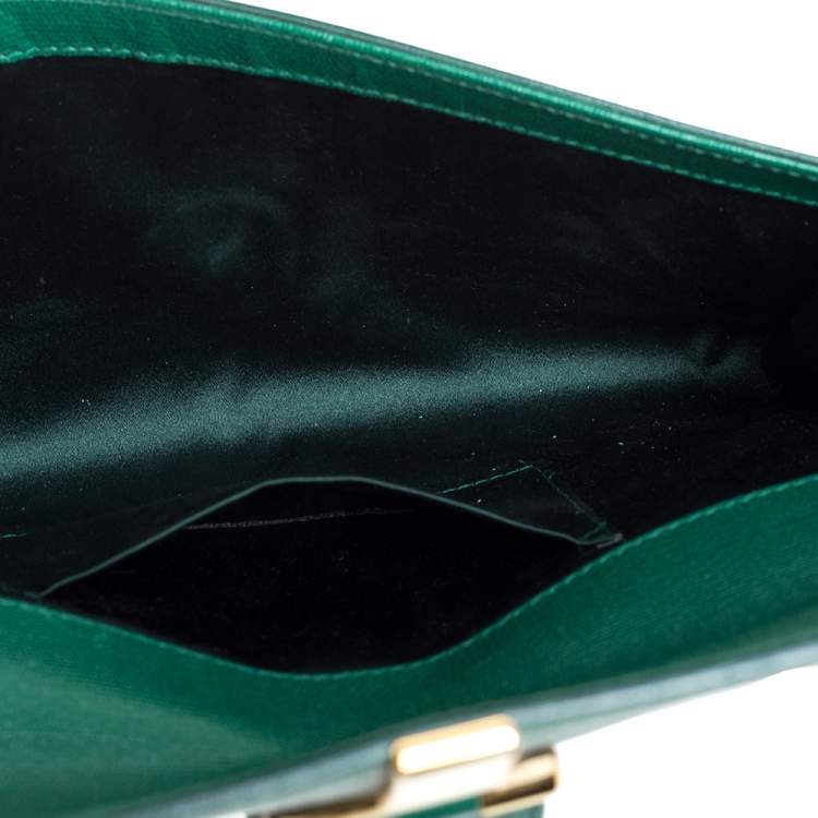 Pre Owned Yves Saint Laurent Green Leather Y-Ligne Clutch