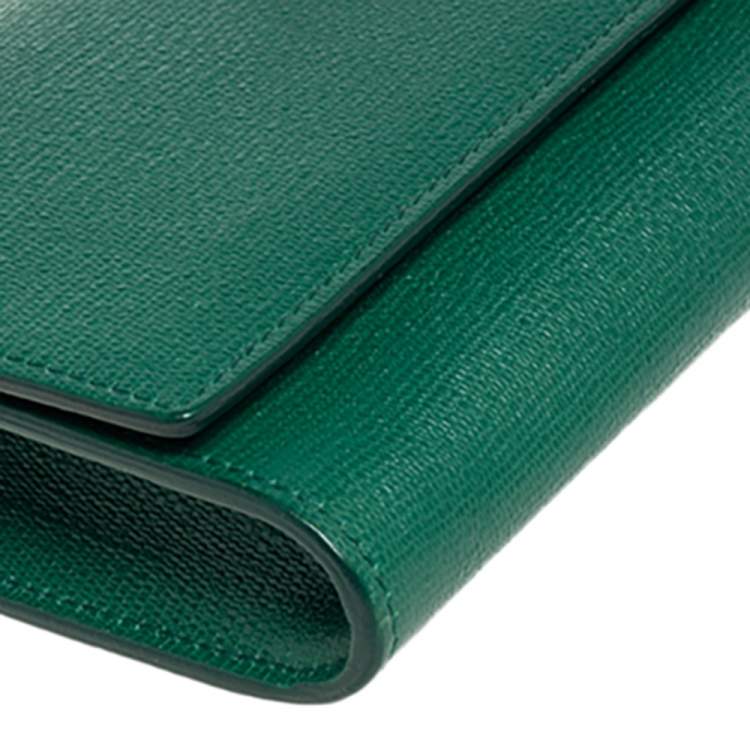 Pre Owned Yves Saint Laurent Green Leather Y-Ligne Clutch