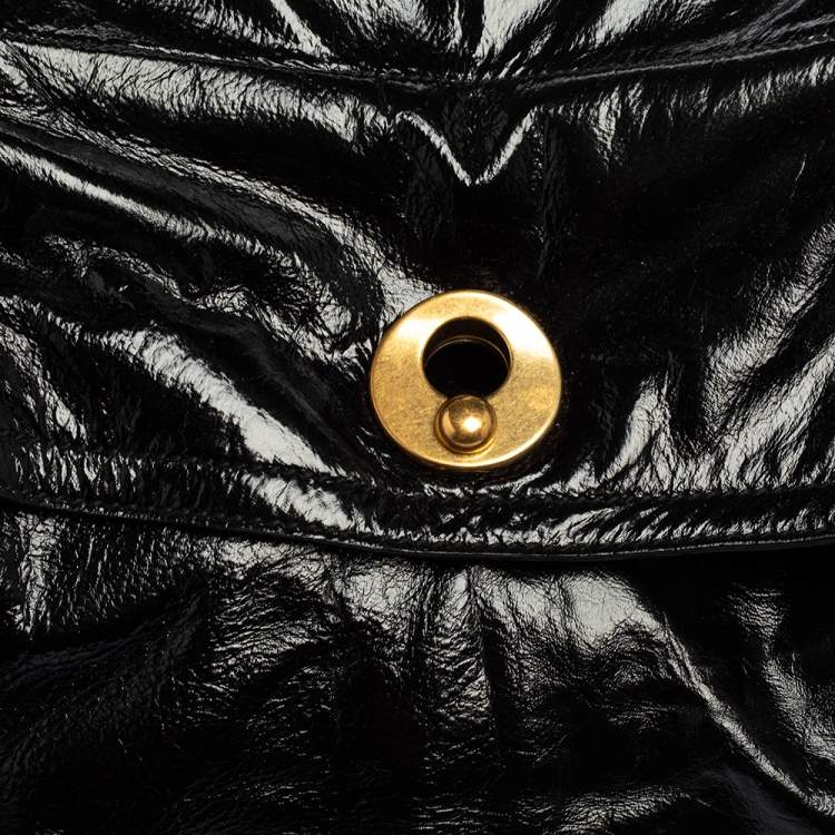 Pre Owned Yves Saint Laurent Black Patent Leather Large Muse Top Handle Bag