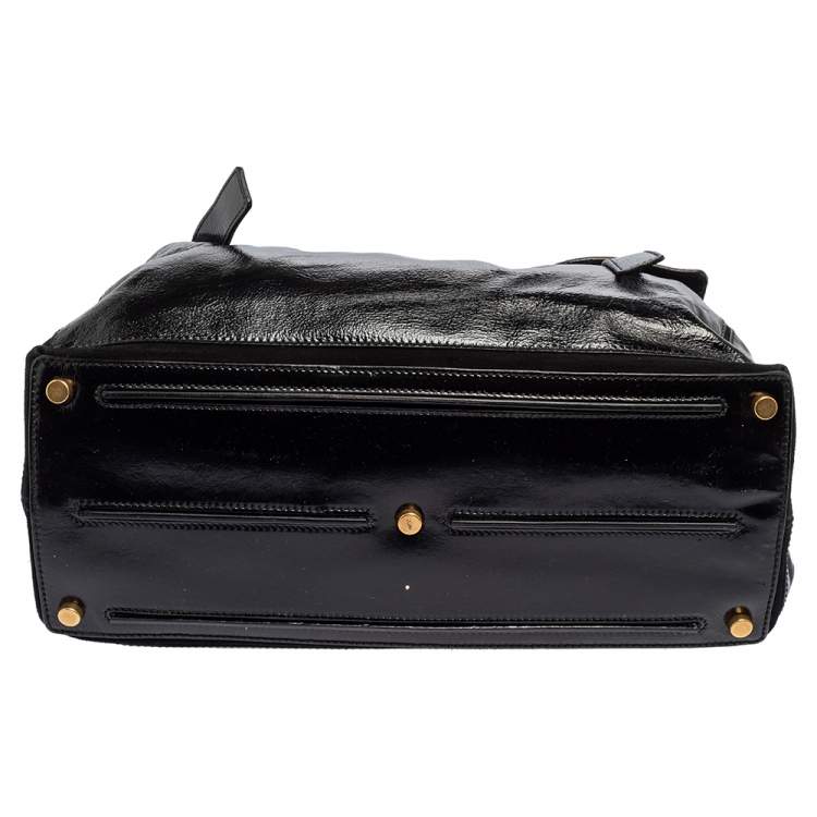 Pre Owned Yves Saint Laurent Black Patent Leather Large Muse Top Handle Bag