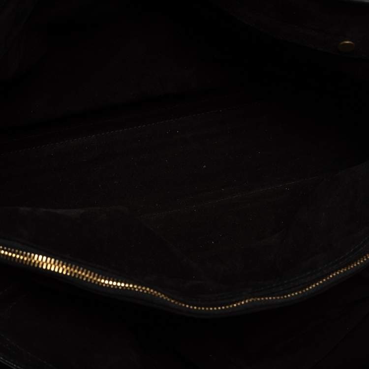 Pre Owned Yves Saint Laurent Black Patent Leather Large Muse Top Handle Bag
