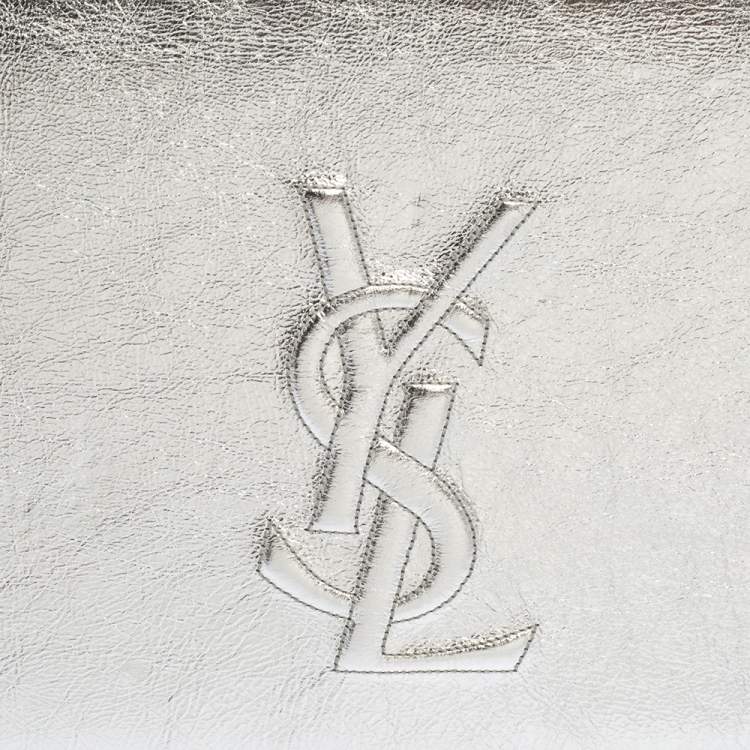 Pre Owned Yves Saint Laurent Metallic Silver Leather Belle De Jour Clutch