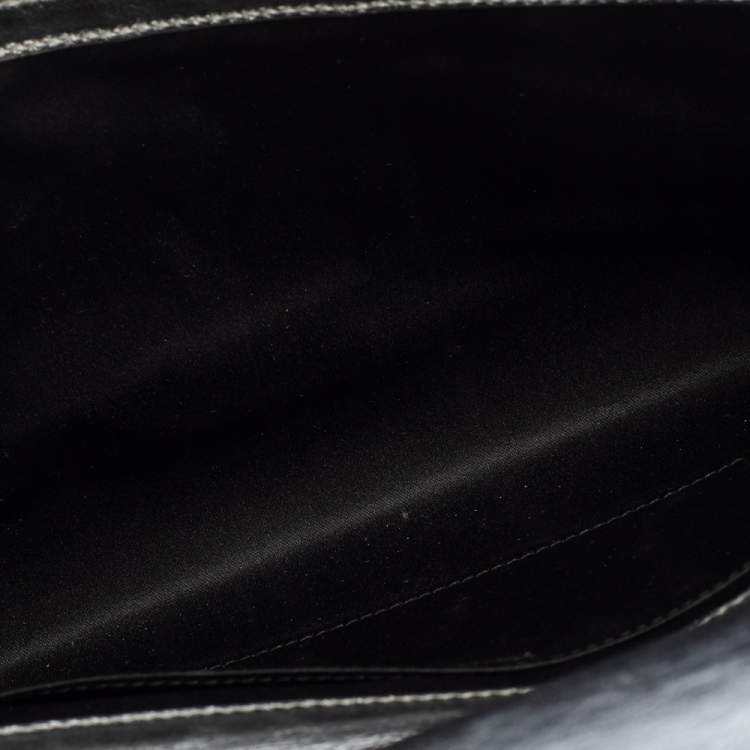 Pre Owned Yves Saint Laurent Metallic Silver Leather Belle De Jour Clutch