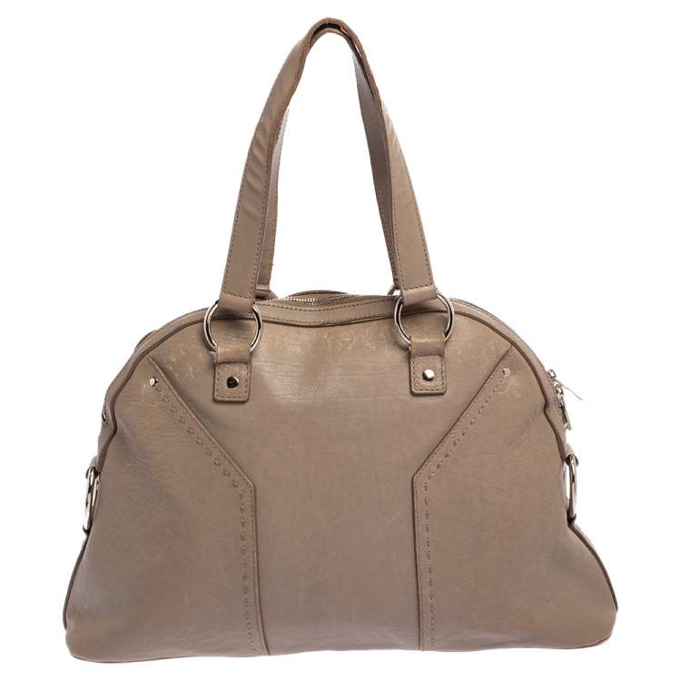 Pre Owned Yves Saint Laurent Beige Leather Large Muse Bag