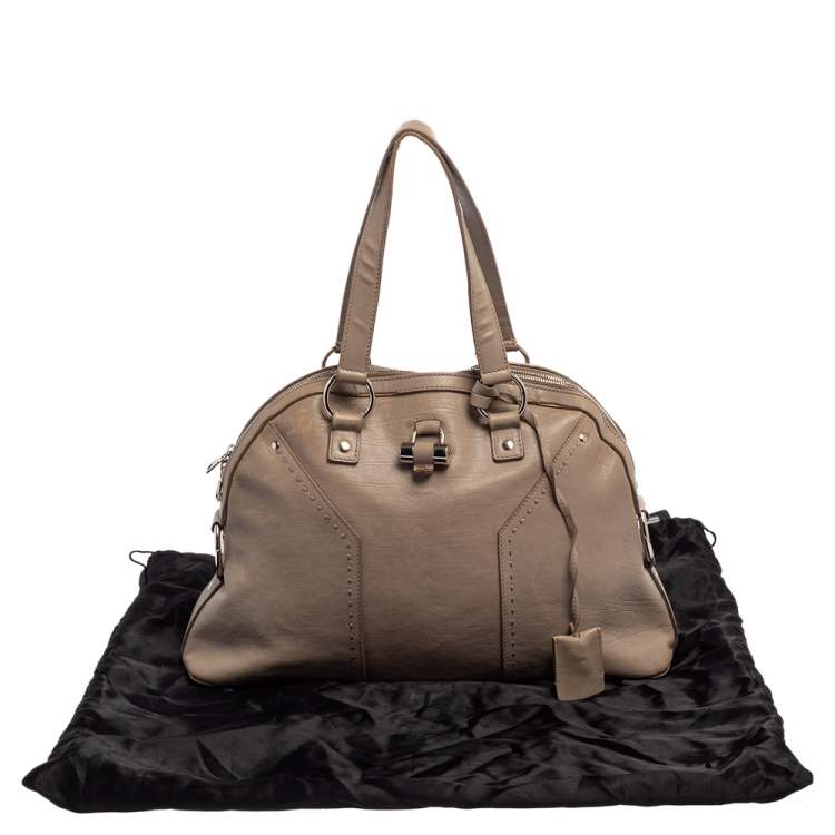 Pre Owned Yves Saint Laurent Beige Leather Large Muse Bag