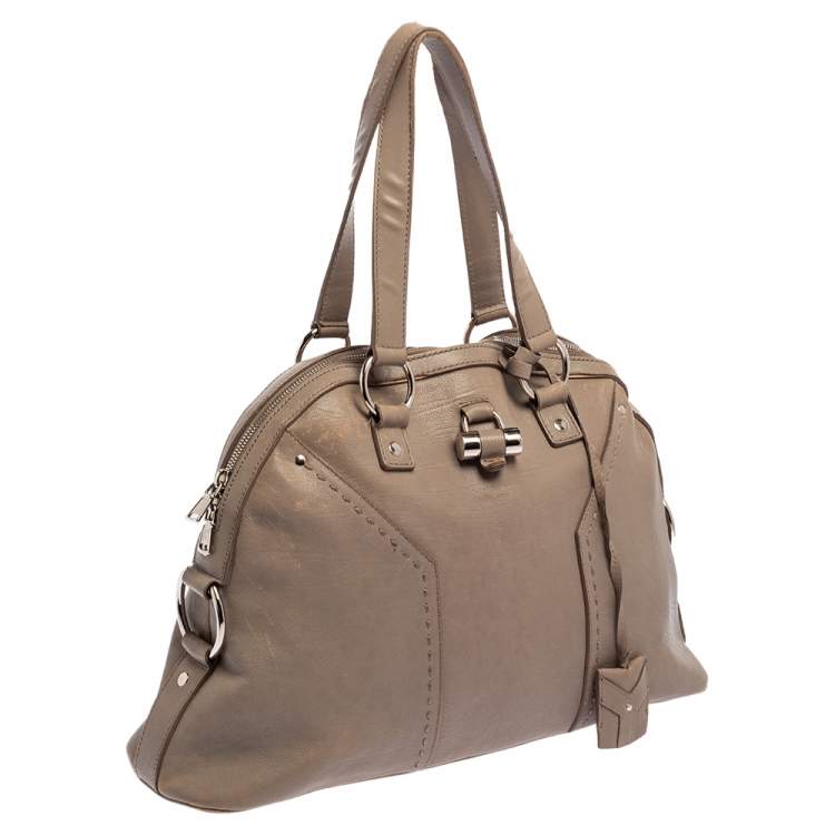 Pre Owned Yves Saint Laurent Beige Leather Large Muse Bag