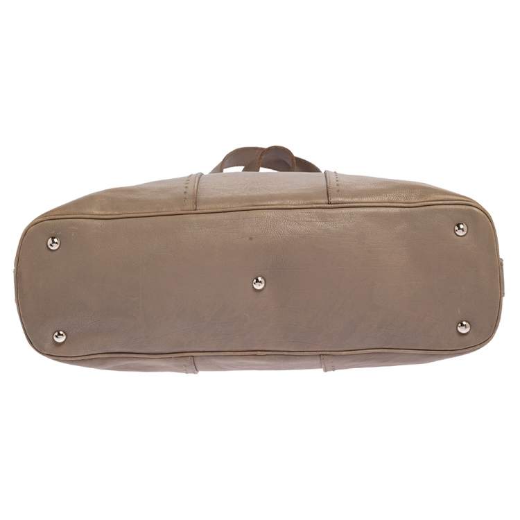 Pre Owned Yves Saint Laurent Beige Leather Large Muse Bag