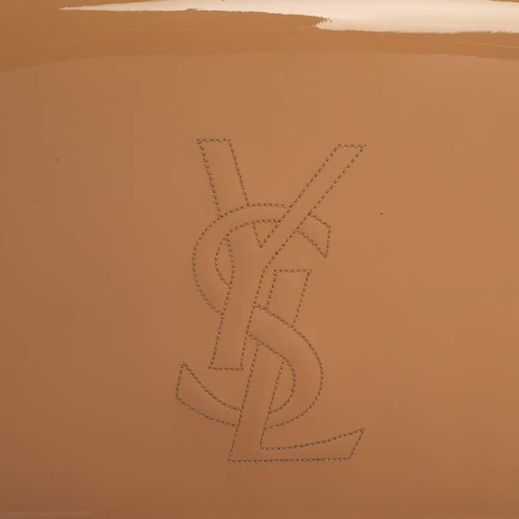 Pre Owned Yves Saint Laurent Beige Patent Leather Belle De Jour Flap Clutch