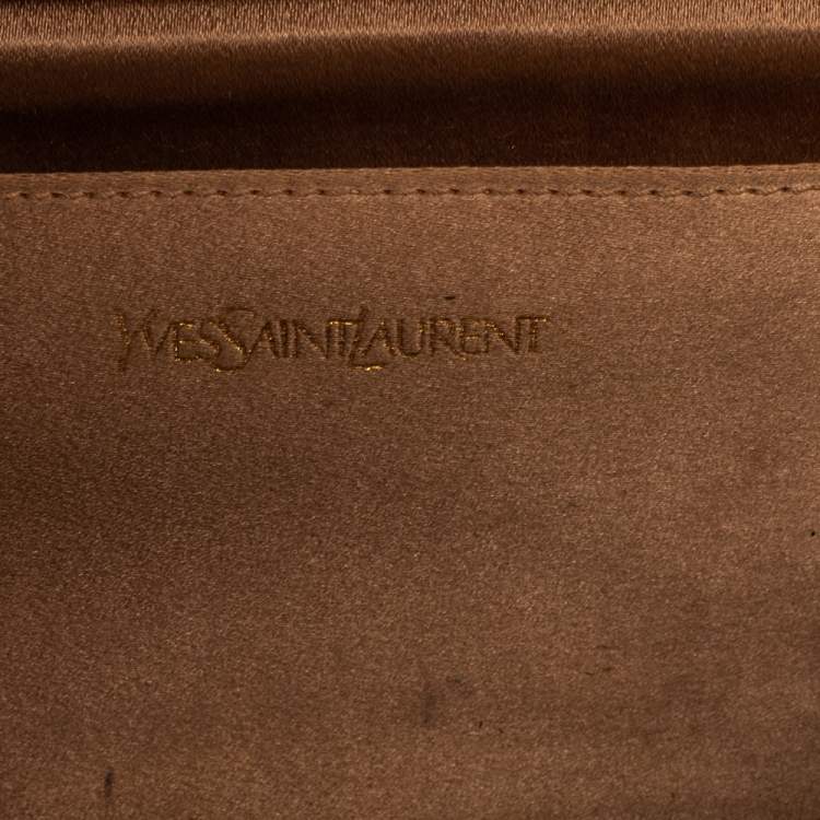 Pre Owned Yves Saint Laurent Beige Patent Leather Belle De Jour Flap Clutch