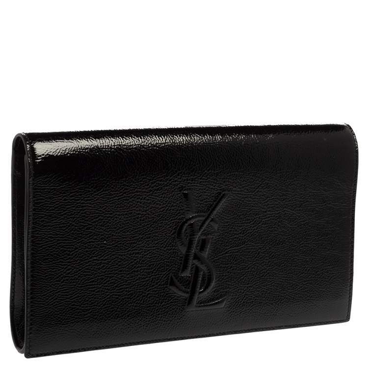 Pre Owned Yves Saint Laurent Black Patent Leather Belle De Jour Flap Clutch