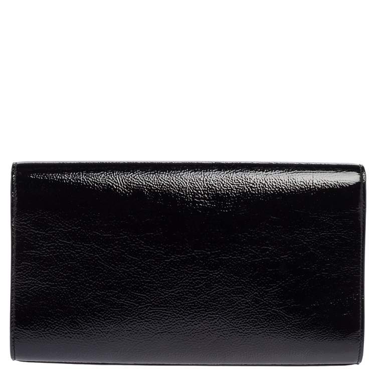 Pre Owned Yves Saint Laurent Black Patent Leather Belle De Jour Flap Clutch