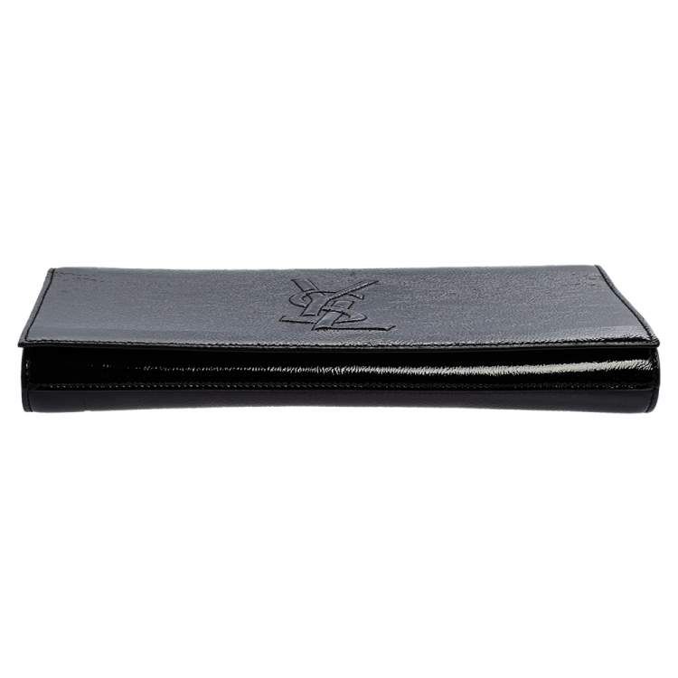 Pre Owned Yves Saint Laurent Black Patent Leather Belle De Jour Flap Clutch