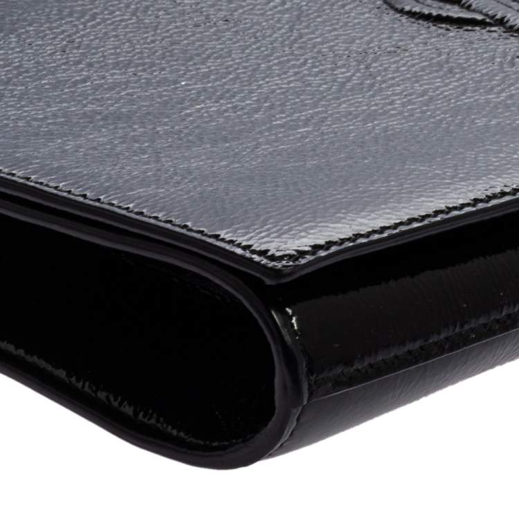 Pre Owned Yves Saint Laurent Black Patent Leather Belle De Jour Flap Clutch