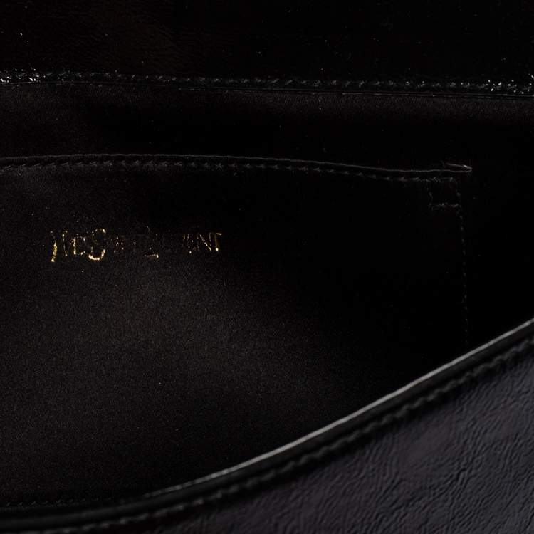 Pre Owned Yves Saint Laurent Black Patent Leather Belle De Jour Flap Clutch