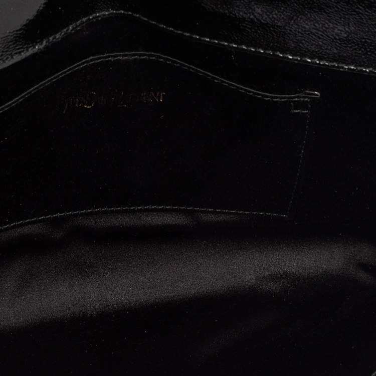 Pre Owned Yves Saint Laurent Black Patent Leather Belle De Jour Flap Clutch
