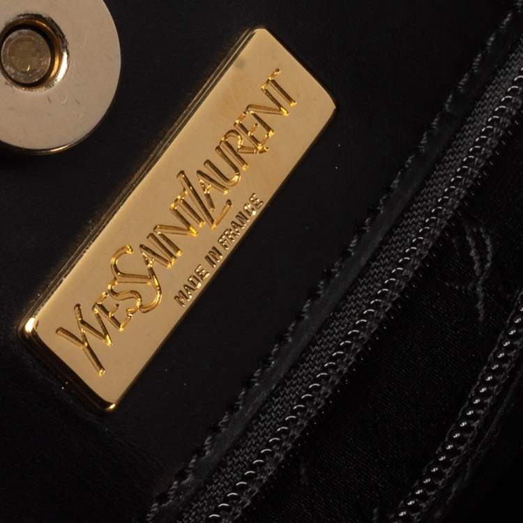 Pre Owned Yves Saint Laurent Black Croc Embossed Leather Tote
