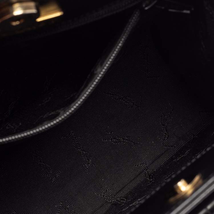 Pre Owned Yves Saint Laurent Black Croc Embossed Leather Tote