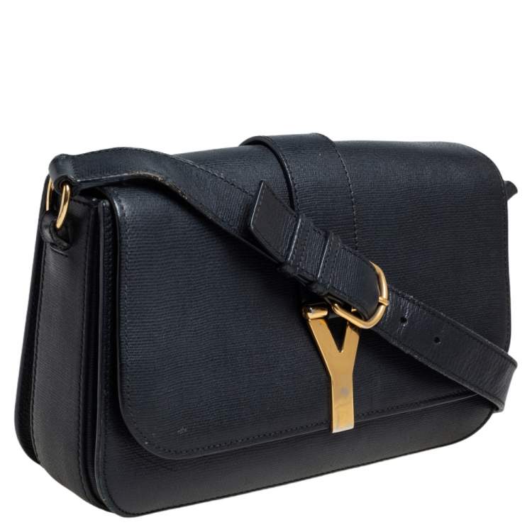 Pre Owned Yves Saint Laurent Black Leather Large Chyc Flap Bag
