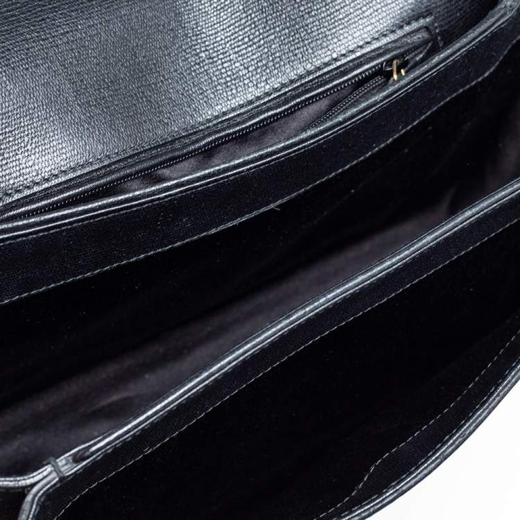 Pre Owned Yves Saint Laurent Black Leather Large Chyc Flap Bag