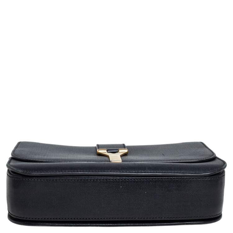 Pre Owned Yves Saint Laurent Black Leather Large Chyc Flap Bag