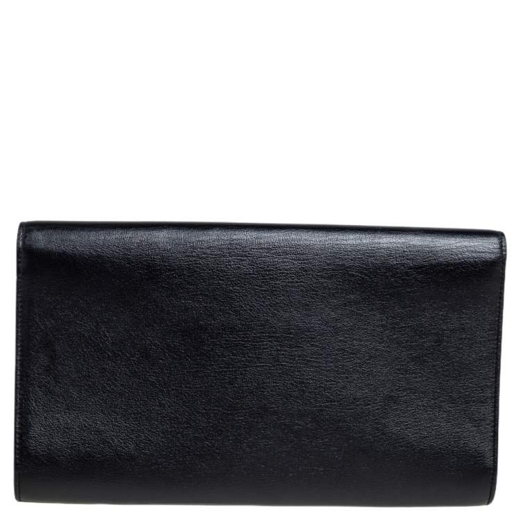 Pre Owned Yves Saint Laurent Black Leather Belle De Jour Flap Clutch