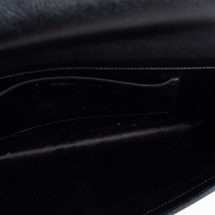 Pre Owned Yves Saint Laurent Black Leather Belle De Jour Flap Clutch