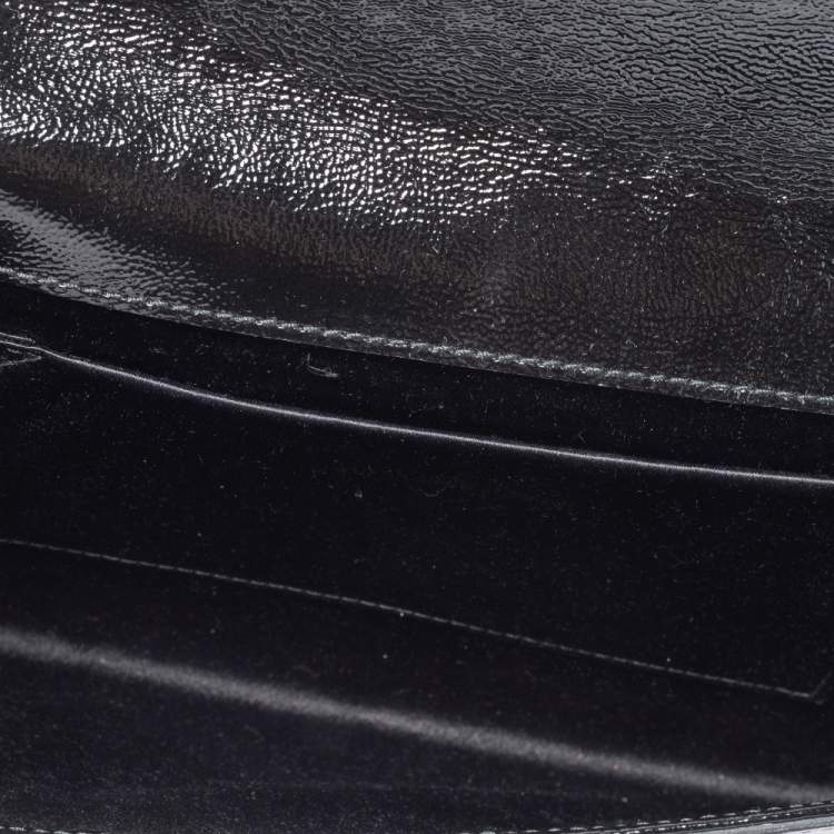 Pre Owned Yves Saint Laurent Black Patent Leather Belle De Jour Flap Clutch