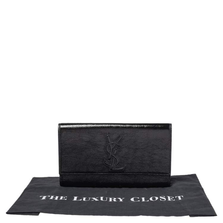 Pre Owned Yves Saint Laurent Black Patent Leather Belle De Jour Flap Clutch