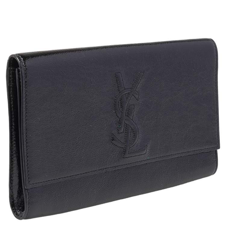 Pre Owned Yves Saint Laurent Black Patent Leather Belle De Jour Flap Clutch