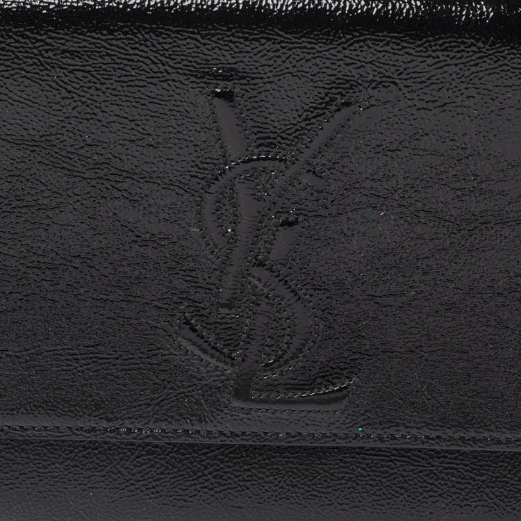 Pre Owned Yves Saint Laurent Black Patent Leather Belle De Jour Flap Clutch