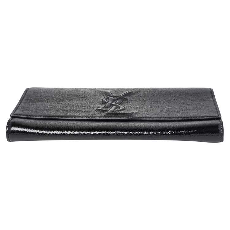 Pre Owned Yves Saint Laurent Black Patent Leather Belle De Jour Flap Clutch