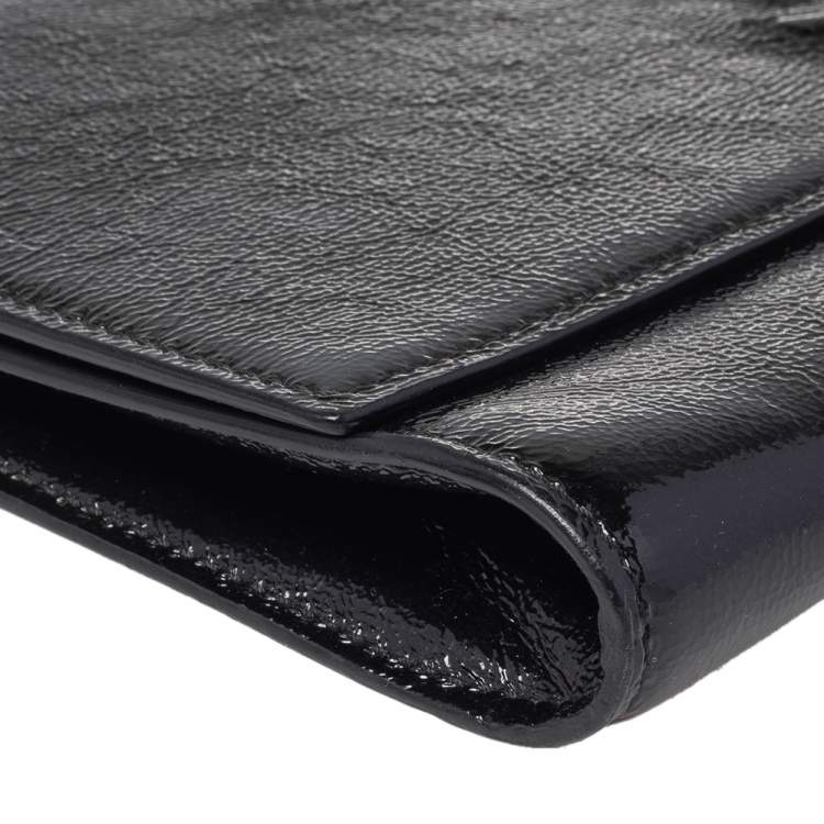 Pre Owned Yves Saint Laurent Black Patent Leather Belle De Jour Flap Clutch